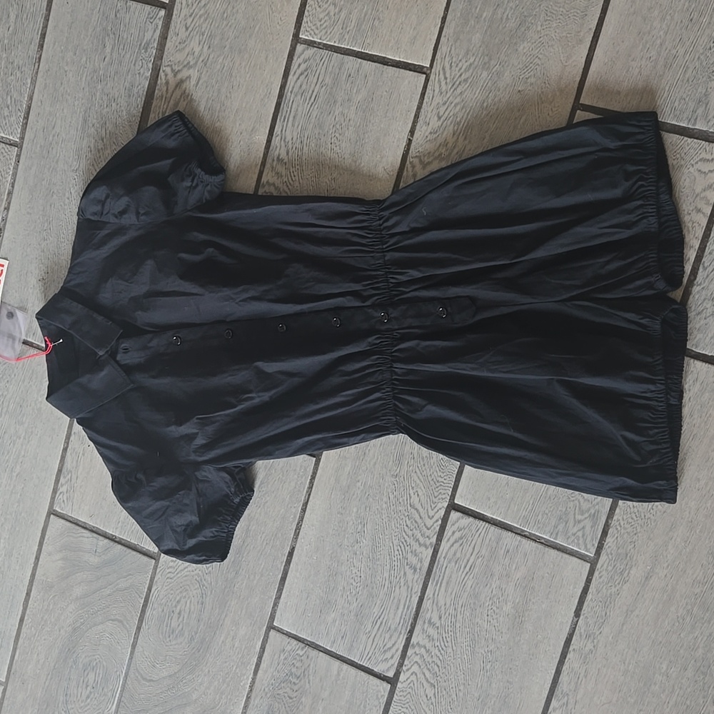 Fiorucci‎ Black Button-Front Short Sleeve Romper Size 42 (US 6/8) NWT
